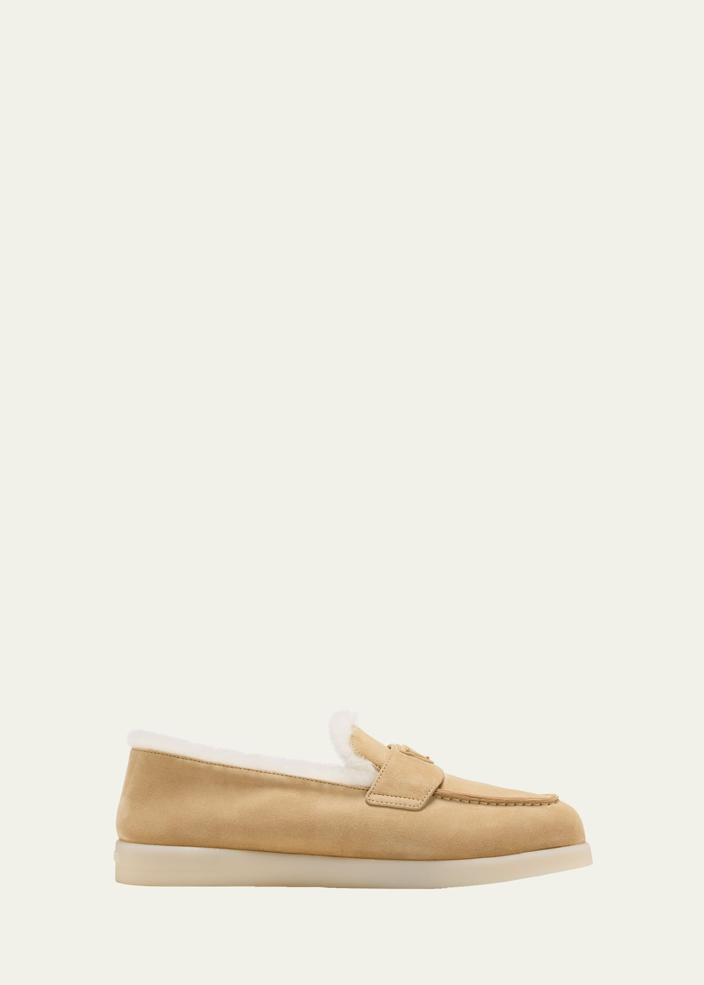 Prada St Tropez Suede Shearling Loafers | Bergdorf Goodman