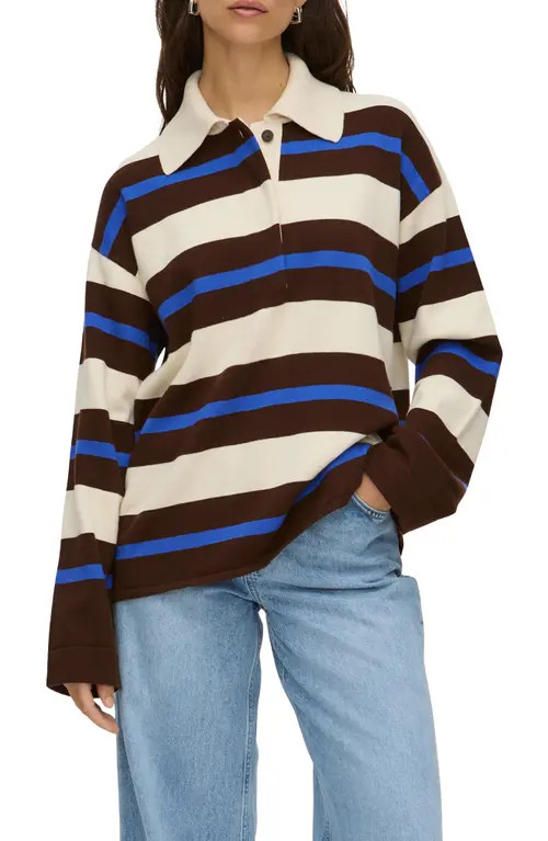 ALIGNE Ester Rugby Stripe Merino Wool & Cotton Sweater in Multi at Nordstrom, Size Small | Nordstrom