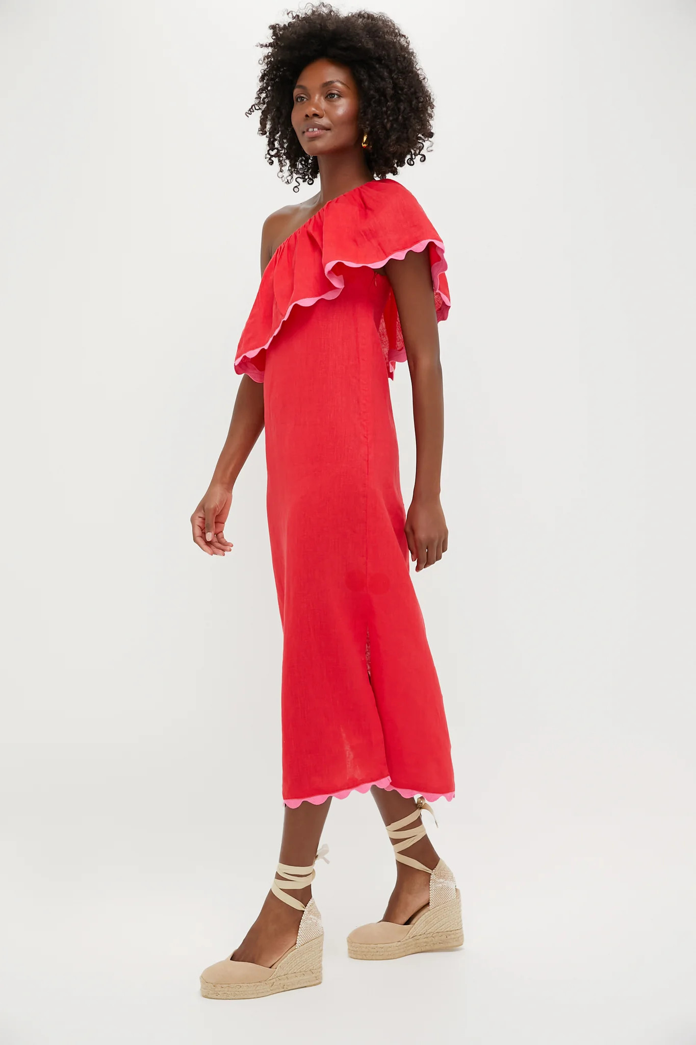 Hibiscus Red Amalfi Linen Dress | Tuckernuck (US)