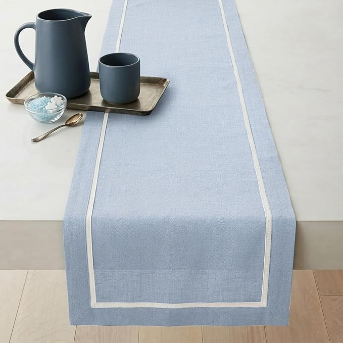 Solino Home Linen Table Runner 72 Inches Long - 100% Pure Linen Dusty Blue Table Runner 14 x 72 I... | Amazon (US)