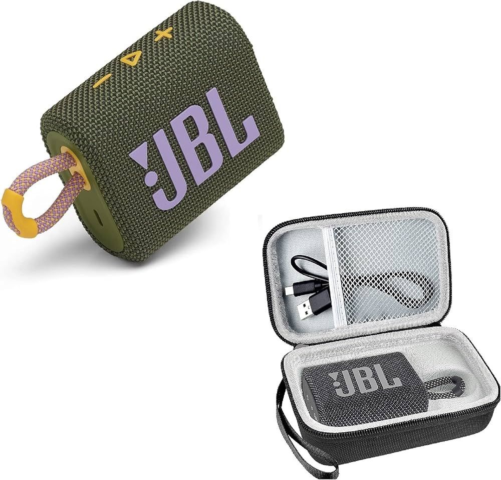 JBL Go 3 Portable Waterproof Wireless Bluetooth Speaker Bundle with Premium Carry Case (Green) | Amazon (US)