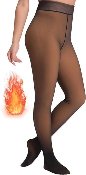 HONENNA 5 Skin Colors Fake Translucent Fleece Lined Tights, Winter Thermal Pantyhose for Women un... | Amazon (US)