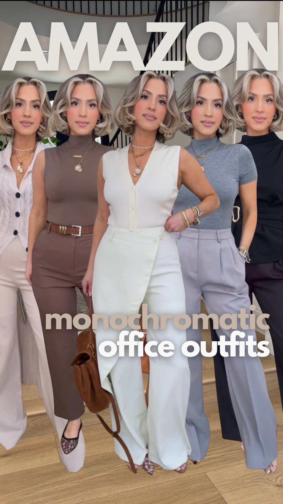 Fall monochromatic OUTFITS OUTFITS 🤎🫶 

✔️XS in bottoms (if XS is not available, then I’m wearing a SMALL) 
✔️The funyyzo trousers are in a small long thin 
✔️Small in all tops

Effortlessly chic monochromatic office outfits featuring affordable Amazon workwear, best-selling trousers, elevated basics, and versatile pieces that make getting dressed for work easy. From business casual to polished everyday office looks, these are tried-and-true wardrobe staples you’ll wear on repeat! 🤎

#LTKootd #LTKWorkwear #LTKOver40