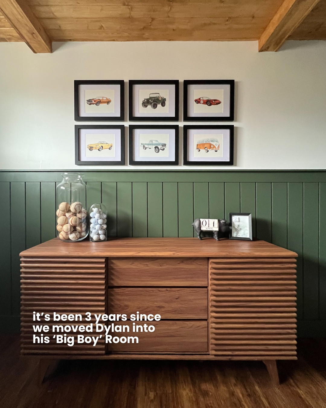 Dreamy kids bedroom with personality! 

When your kids are this small, their rooms are for you. It’s like first birthdays. We have to have some fun after the sleepless nights. 

I wanted this room to reflect our son’s personality, it had an outdoor feel, with warm tones, reflective of his outdoorsy personality, vintage cars because he loved everything with motors and used hardballs and golf balls because of his love of sports. The final touch was a dog print wallpaper. 

Kids spaces can be fun and fancy at the same time. And I hope someone comes at me for the lack of toys in their room 😂 cause it’s much easier to clean these and keep the mess in our living room which they do well. 

What do you think, too fancy for a kids room?
#kidsroomdecor #kidsroominspo #kidsdecor #kidsroom #boysroom #boymom #boysrooms #decoratingwithkids

#LTKcanada