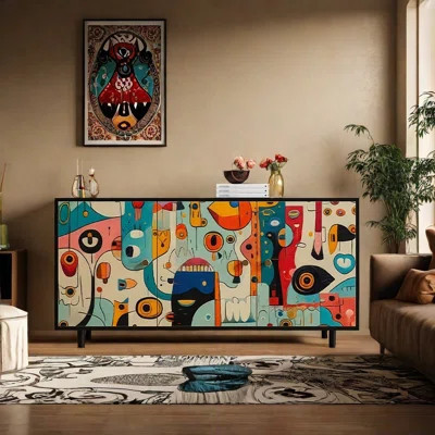 French Abstract Art Accent Cabinet | Wayfair North America