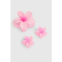 boohoo Women's Flower Claw Clip 3 Pack in Pink | Plastic | boohoo (US & Canada)