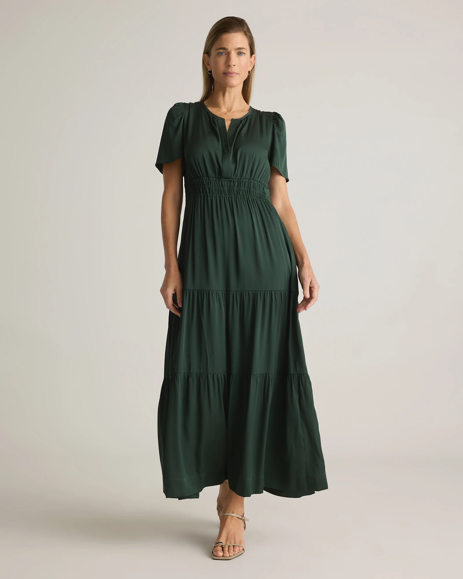 Washable Stretch Silk Tiered Maxi Dress | Quince
