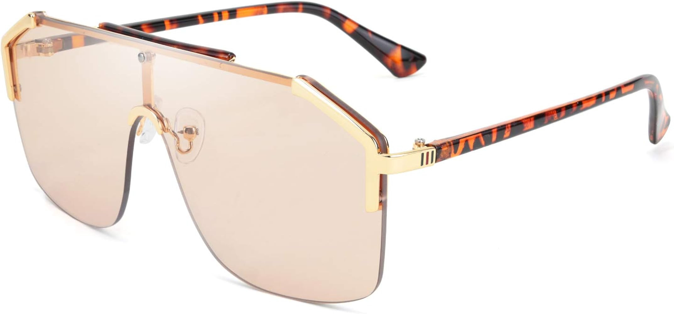 FEISEDY Classic Siamese One Piece Oversized Sunglasses Nice Rimless Stylish Retro Design for Wome... | Amazon (US)