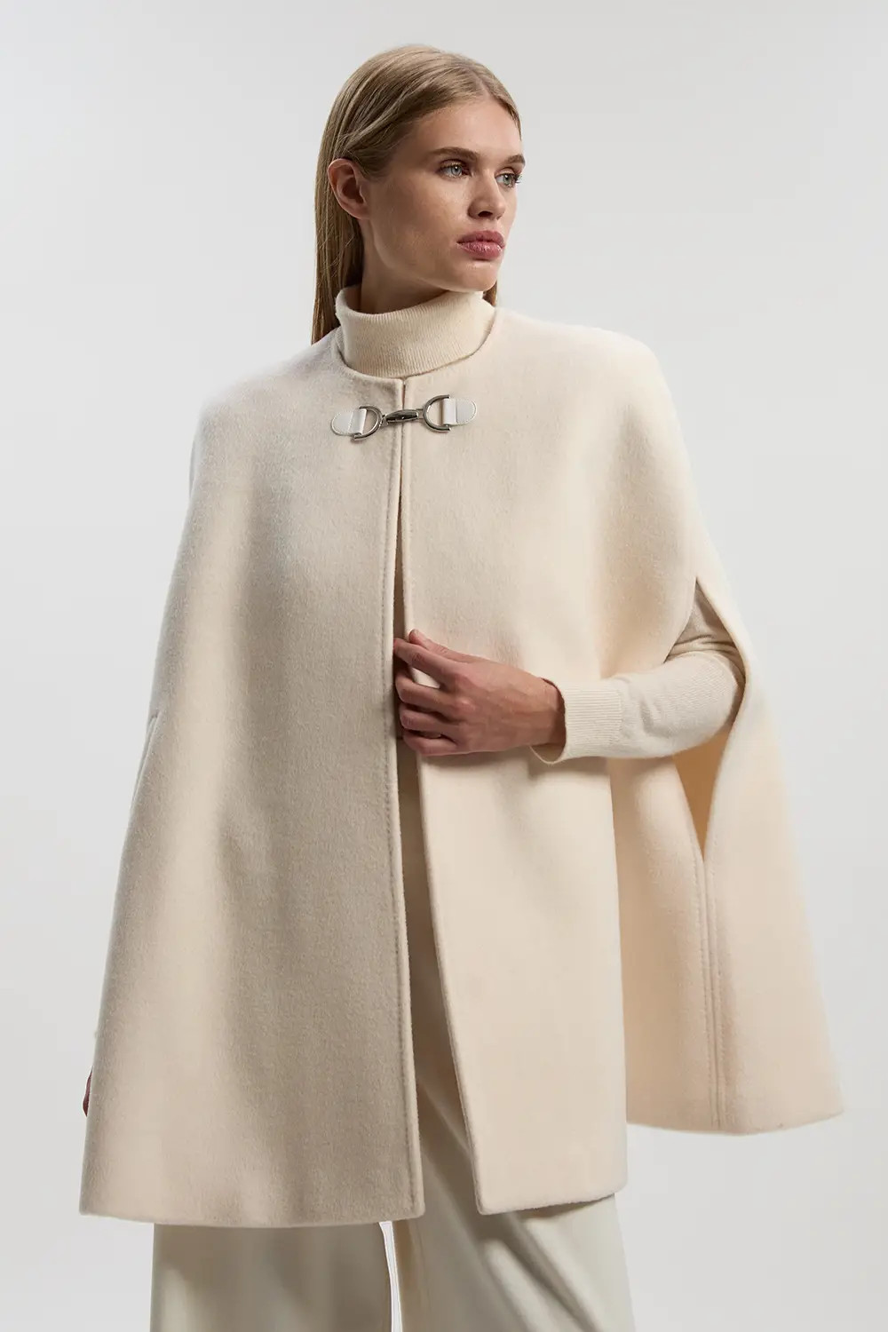 Wool Tailored Cape Short Coat | Karen Millen US