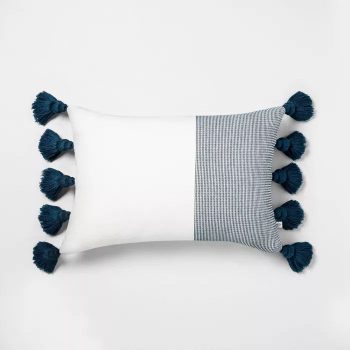 14" x 20" Textured Colorblock Lumbar Pillow - Hearth & Hand™ with Magnolia | Target