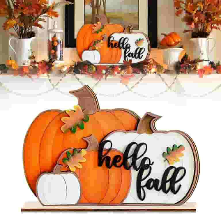 Clearance Under $10 Fall Pumpkin Decor Wooden Table Sign Grateful Tabletop For Autumn Farmhouse T... | Walmart (US)