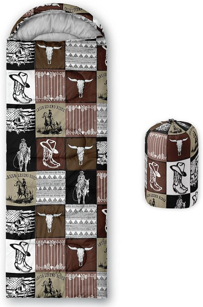 Kids Sleeping Bag for Boys Girls,Western Cowboy Print-Lightweight Warm Portable Outdoor Indoor-Wa... | Amazon (US)