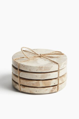 H & M - 4-pack Marble Coasters - Beige | H&M (US + CA)