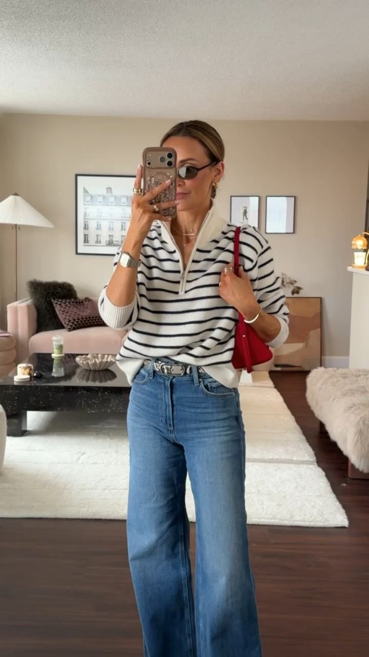 Transitional outfit idea of the day! Wearing my new @Veronica Beard bag, the perfect shade of red for day-to-night

#LTKootd #LTKdayinmylife #LTKSeasonal