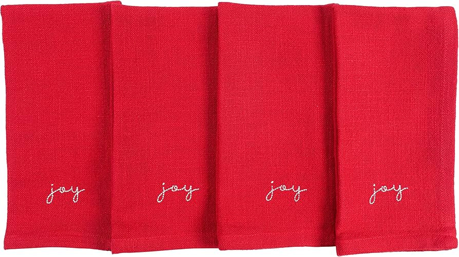 KAF Home Embroidered Holiday Dinner Napkins - 100% Cotton Enzyme Washed Slubbed Cloth Napkins - S... | Amazon (US)