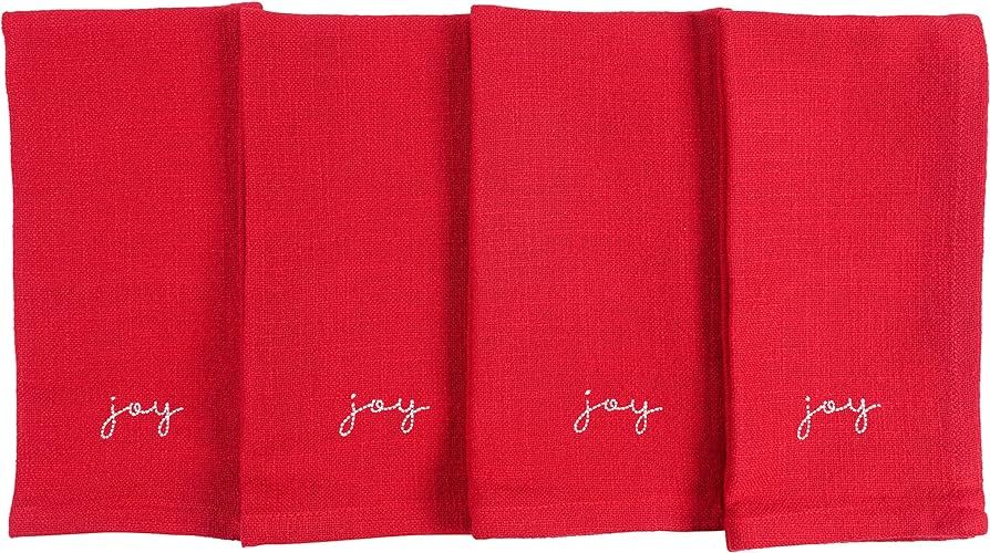 KAF Home Embroidered Holiday Dinner Napkins - 100% Cotton Enzyme Washed Slubbed Cloth Napkins - S... | Amazon (US)