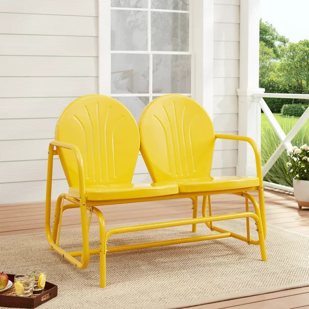 Mainstays Retro Yellow Outdoor Steel Glider - Walmart.com | Walmart (US)