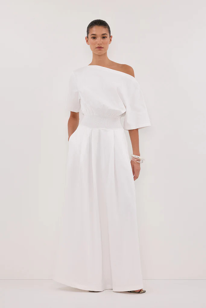 ESME WHITE ASYM MAXI DRESS | DISSH
