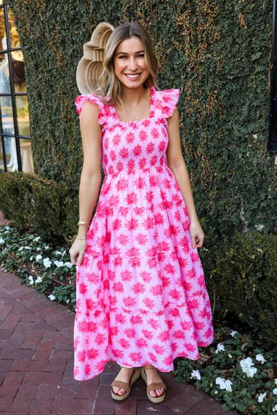 The Elsie Ruffle Strap Midi Dress | J.Marie