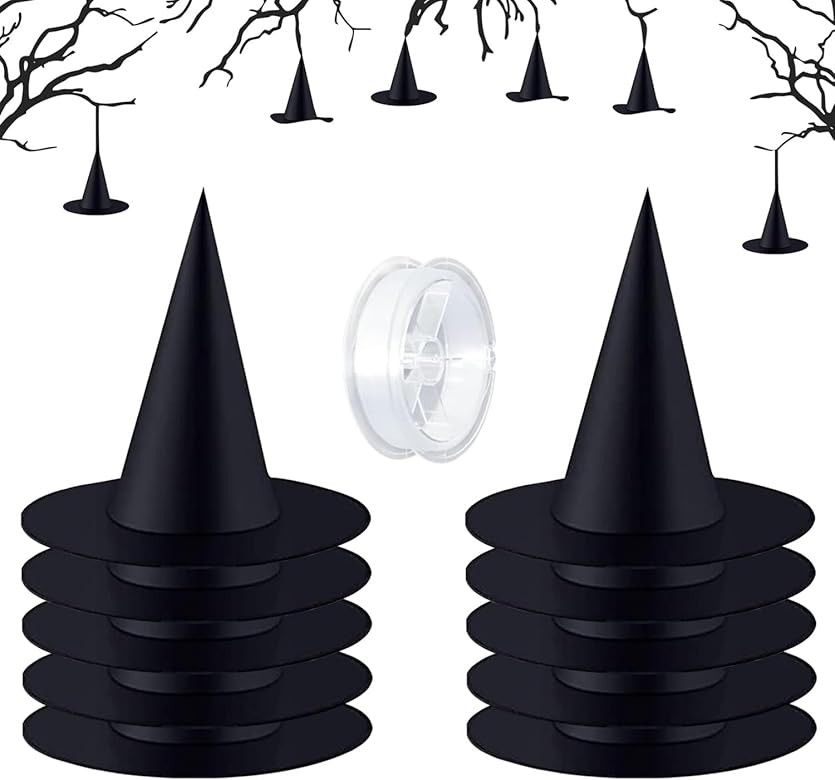 Baicai 10 Pieces Halloween Costume Witch Hat, Halloween Hanging Decorations Black Witch Hat for H... | Amazon (US)