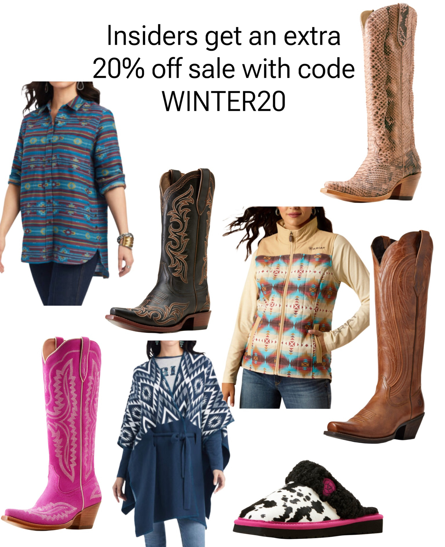Ariat boots and women’s clothing on sale! Extra 20% off with code winter20 (insiders only)

#LTKShoeCrush #LTKSaleAlert #LTKStyleTip