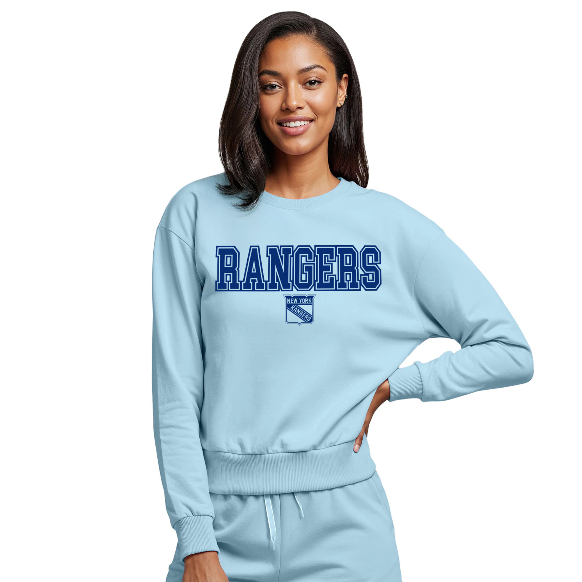 Women's New York Rangers Concepts Sport Light Blue Tonal Pullover Sweatshirt | NHL Shop