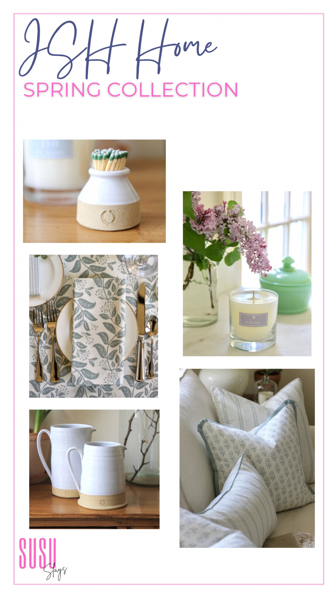 JSH Home has the prettiest pieces for spring! Refresh and clean with new table linens, soft pillows, lovely candles, and more! 

#LTKHome #LTKSeasonal #LTKGiftGuide