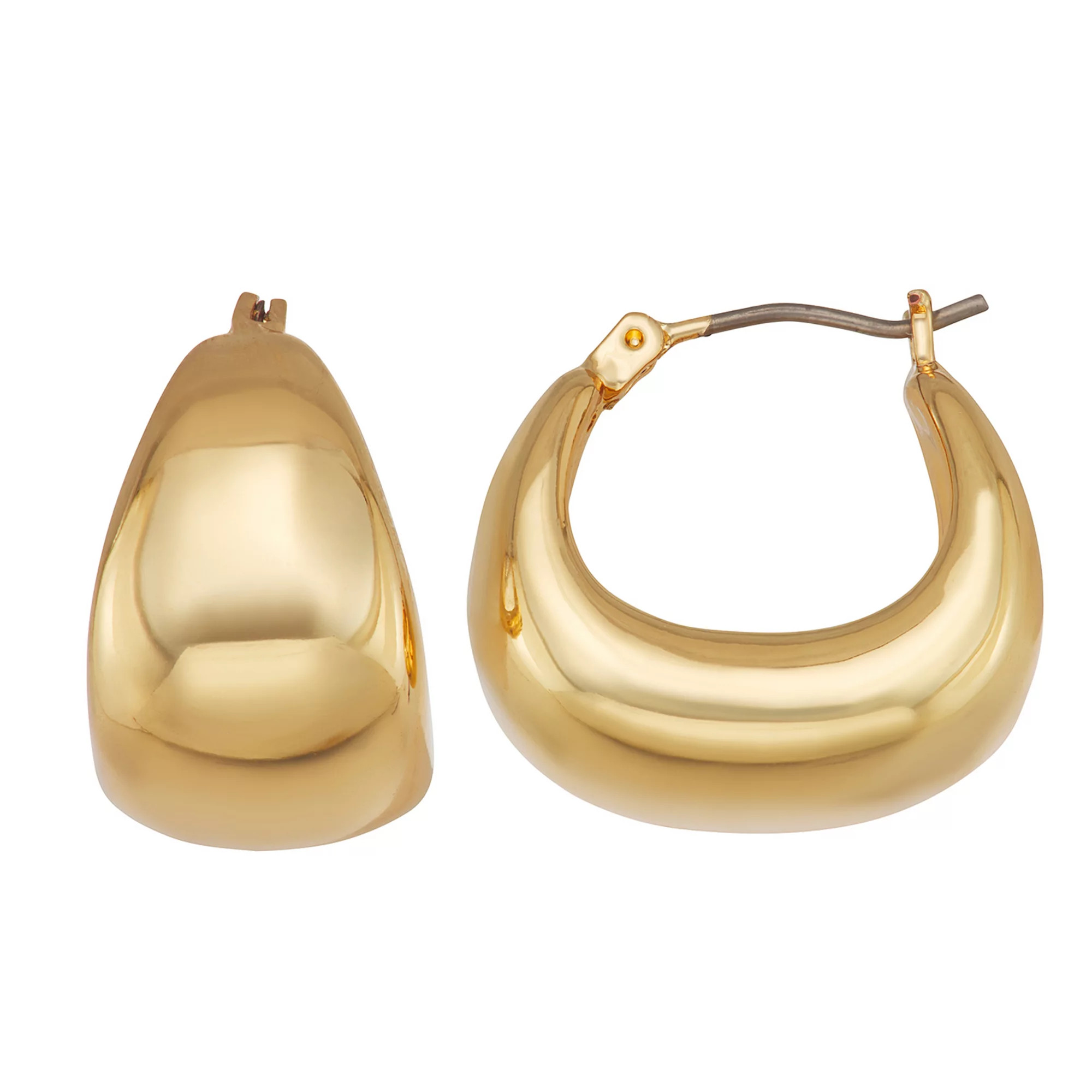 Napier Gold Tone Oval Click Hoop Earrings | Kohl's