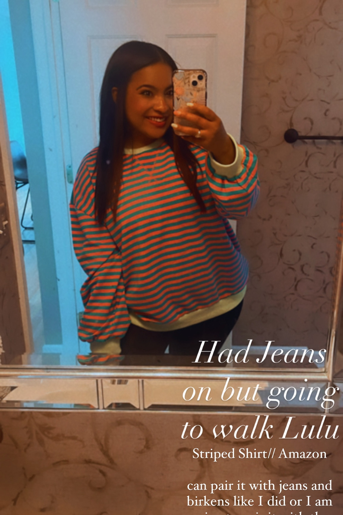 The best time to wear a STRIPED sweater is all the time 

Especially OVERSIZED 
Had jeans on but about to walk Lulu 
Paired it with jeans and birkens today but you can pair it with the athletic dress I tagged too 

Teacher 
Oversized wears 
Comfy 



#LTKMidsize #LTKSeasonal #LTKStyleTip