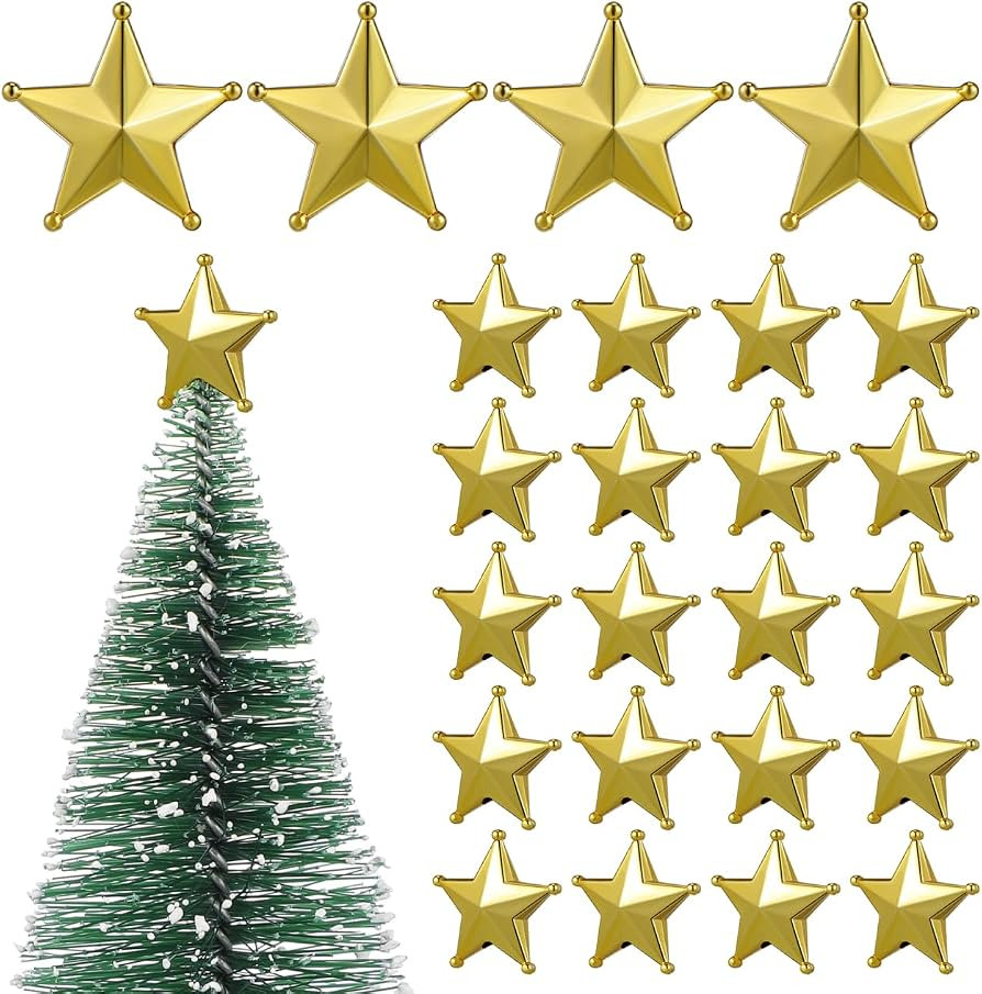 jojofuny 50pcs Mini Christmas Tree Star: Miniature Gold Christmas Tree Top Star Topper Decoration... | Amazon (US)