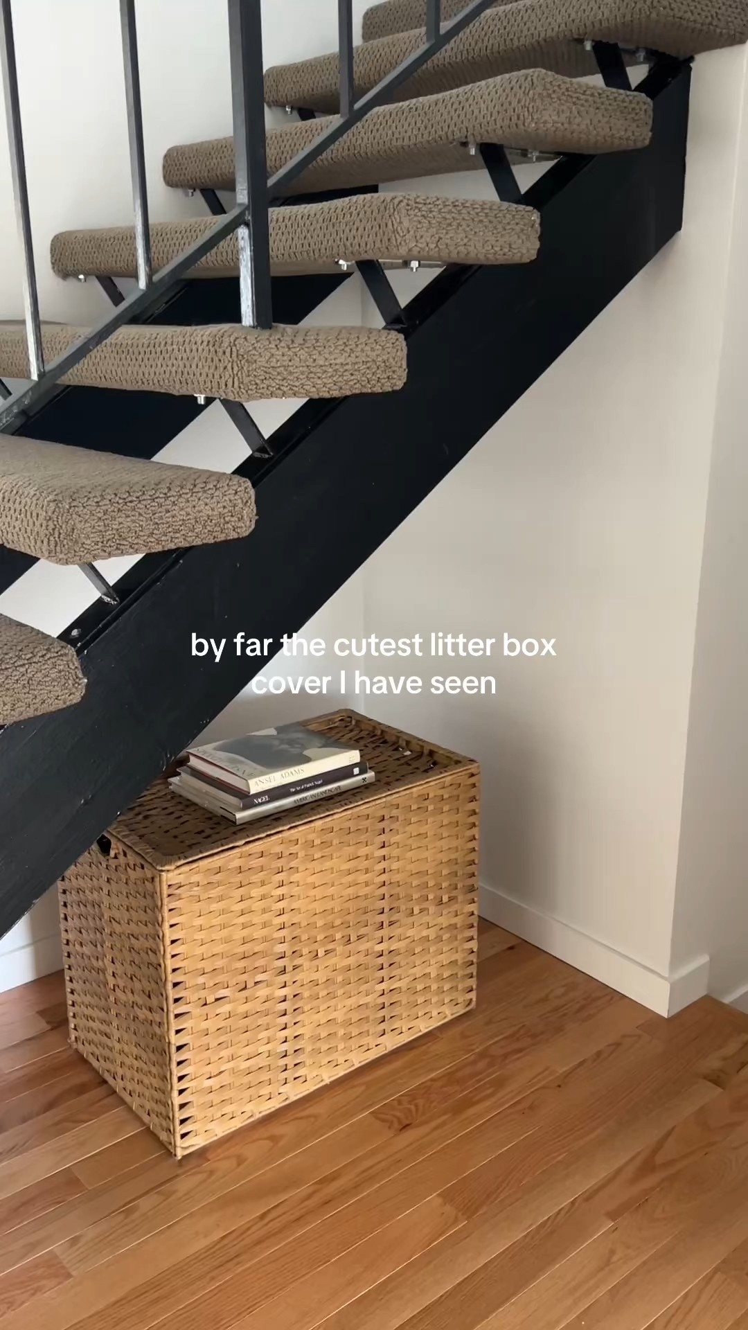 woven / rattan litter box enclosure. This exact color is not available in this style (only grey) but I linked similar options! #ltkhome #cat
