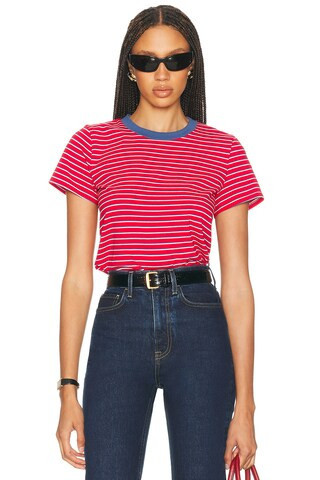 Helsa Little Boy Tee in Stripe in Red Stripe With Blue Rib - Red. Size S (also in XXS). | FWRD 