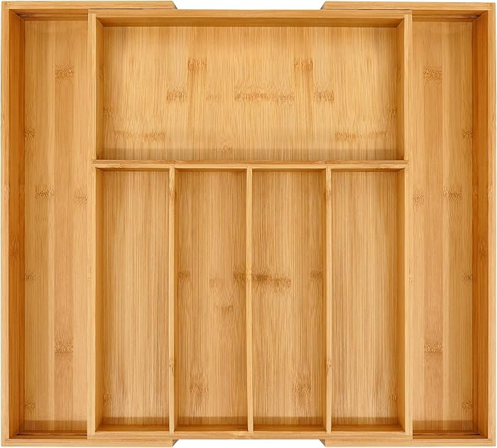 VaeFae Premium Bamboo Drawer Organizer, Expandable Silverware Drawer Organizer, Cutlery Tray with... | Amazon (US)
