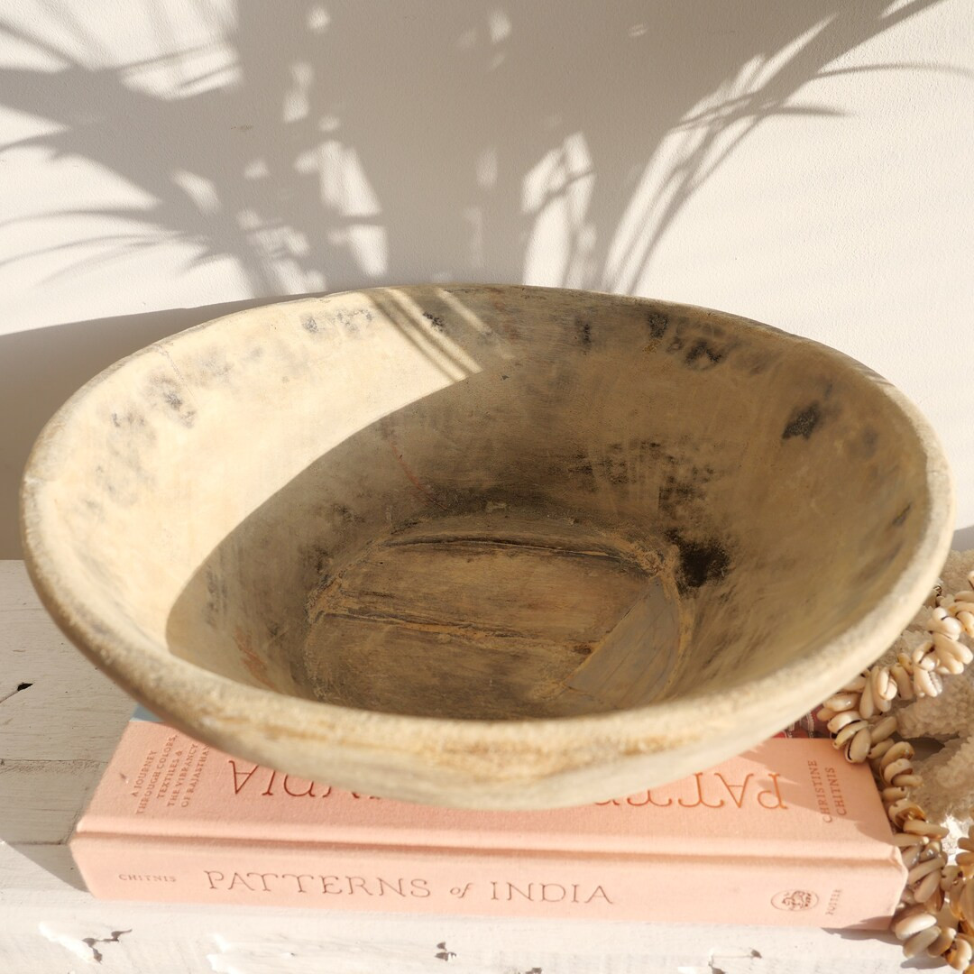 Authentic Indian Bleached Wood Bowl Rustic Housewarming - Etsy | Etsy (US)