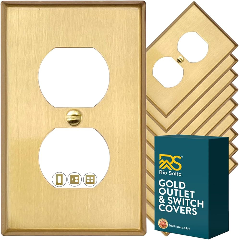 Rio Salto BRASS Metal Duplex Gold Outlet Cover Light Switch Cover Wall Plate Single Duplex Recept... | Amazon (US)