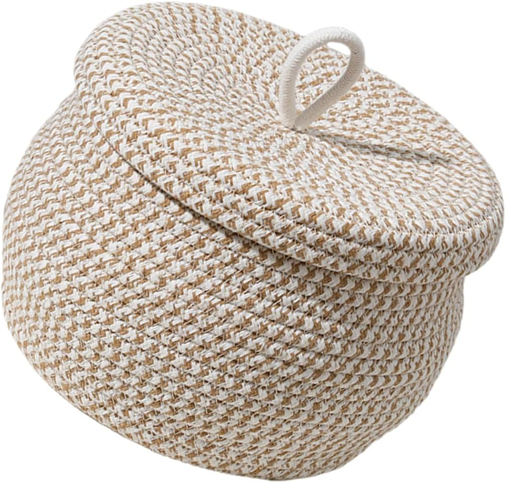 Cabilock Cotton Rope Woven Storage Basket with lids Desktop Organizing Box Sundries Container Wit... | Amazon (US)