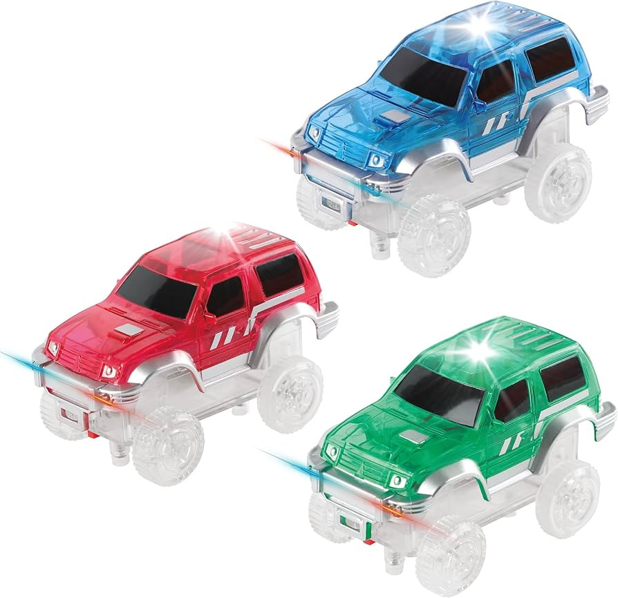 PicassoTiles 3 pcs Magnetic Toy Car Set Light Up LED Highly Detailed Compatible with Magnet Race ... | Amazon (US)