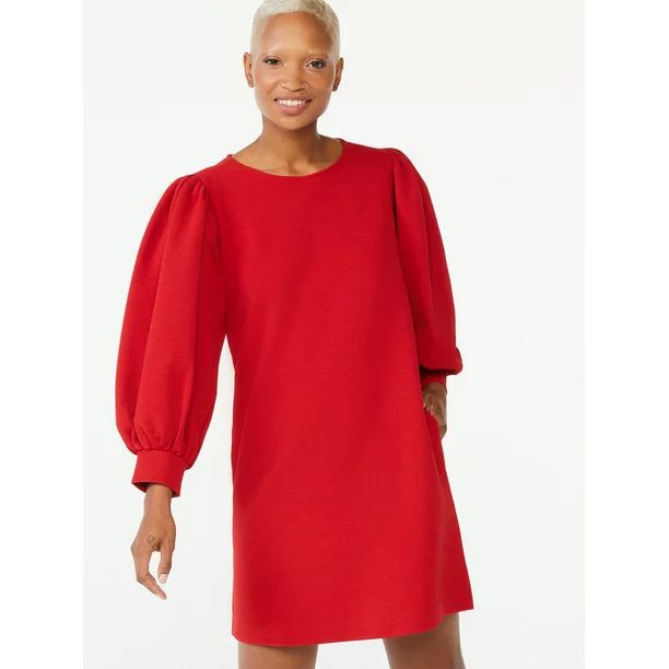 Free Assembly Women's Puff Sleeve Dress - Walmart.com | Walmart (US)