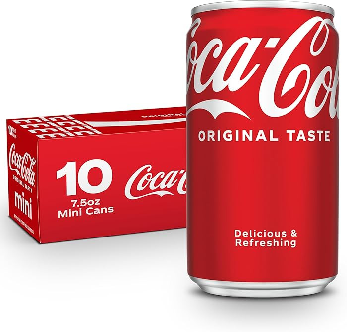 Coca-Cola Fridge Pack Soda Soft Drinks, 7.5 fl oz Cans, 10 Pack - Mini Soda Cans | Amazon (US)