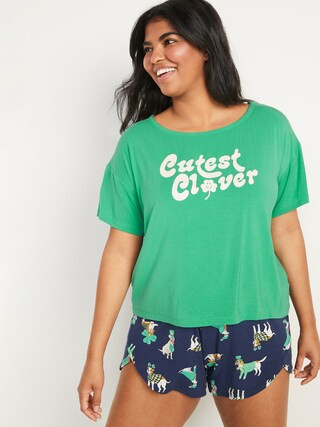 Sunday Sleep Pajama T-Shirt and Shorts Set for Women | Old Navy (US)