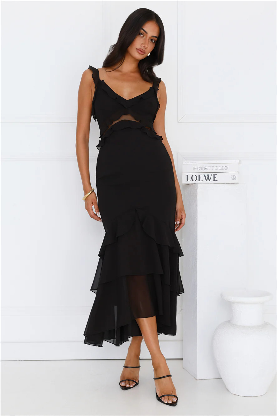 Golden Rooftops Midi Dress Black | Hello Molly (AU)