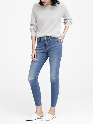 Mid-Rise Skinny Ankle Jean with Raw Hem | Banana Republic US