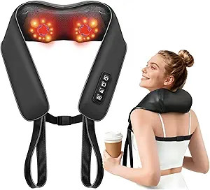TISSCARE Neck Massager for Pain Relief Deep Tissue with 2 Heat Levels, Hands-Free Shiatsu Kneadin... | Amazon (US)