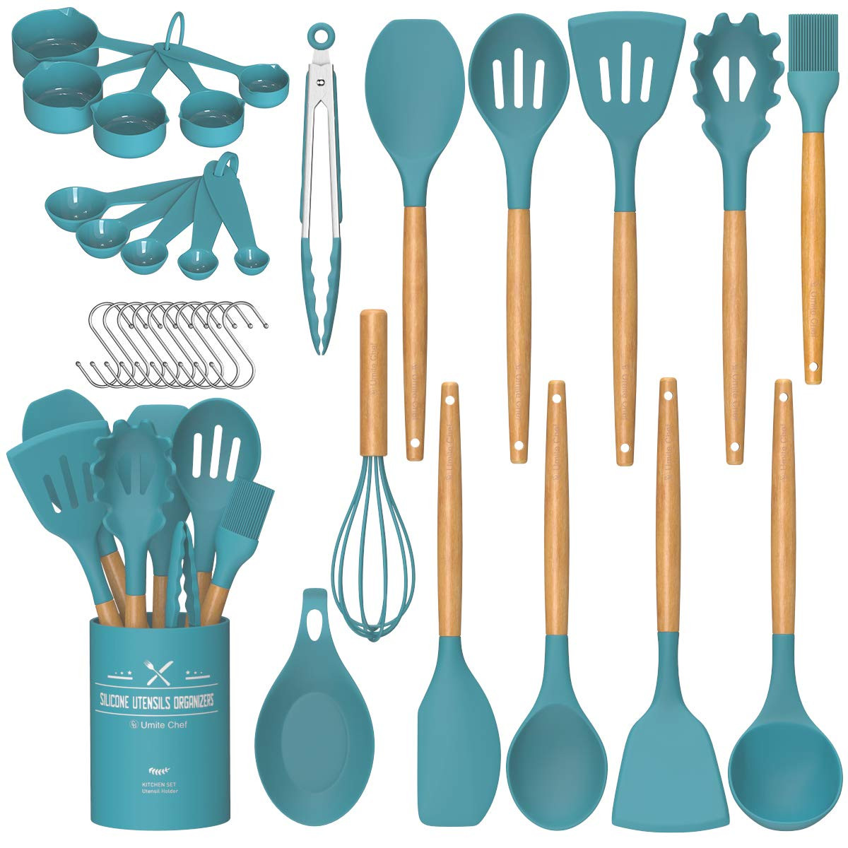 Umite Chef Kitchen Cooking Utensils Set, 33 pcs Non-stick Silicone Cooking Kitchen Utensils Spatula  | Amazon (US)