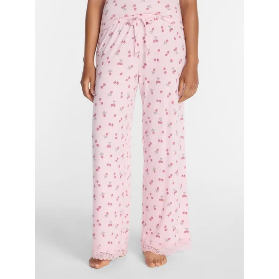 Joyspun Women’s Lace Trim Ribbed Pants, 30'' Inseam, Sizes XS-3X | Walmart (US)