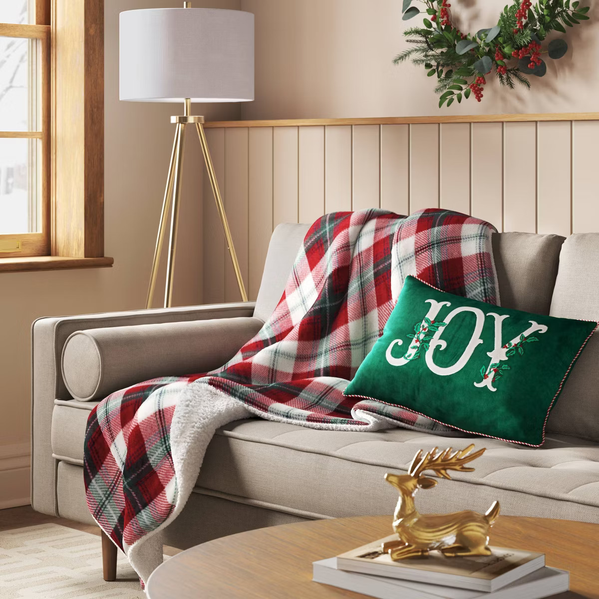 Plaid Plush Throw Blanket with Faux Shearling Reverse - Threshold™ | Target