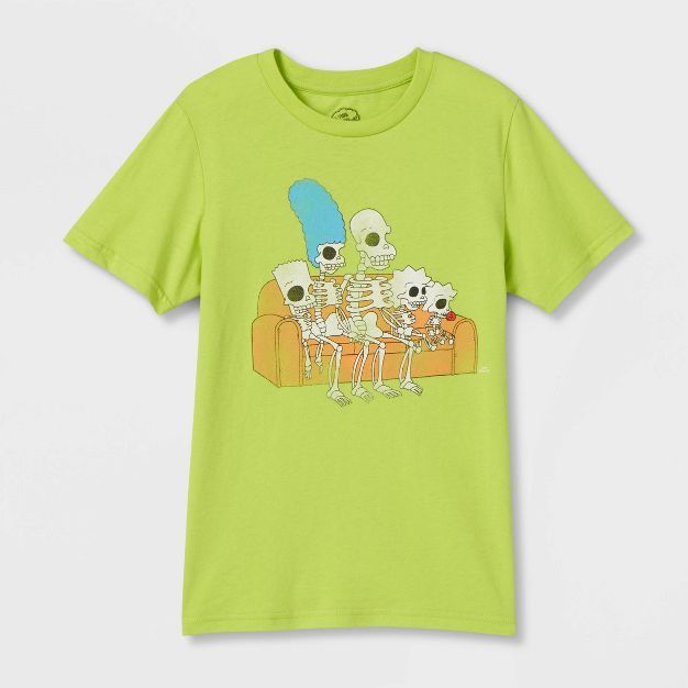 Boys' The Simpsons Skeletons Halloween Short Sleeve Graphic T-Shirt - Green | Target