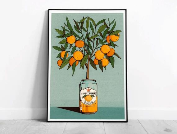 Orange Tree and San Pellegrino  Wall Art Decor Illustrated - Etsy | Etsy (US)