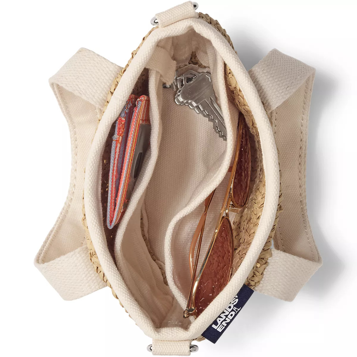 Mini Raffia Open Top Canvas Tote Bag | Lands' End (US)