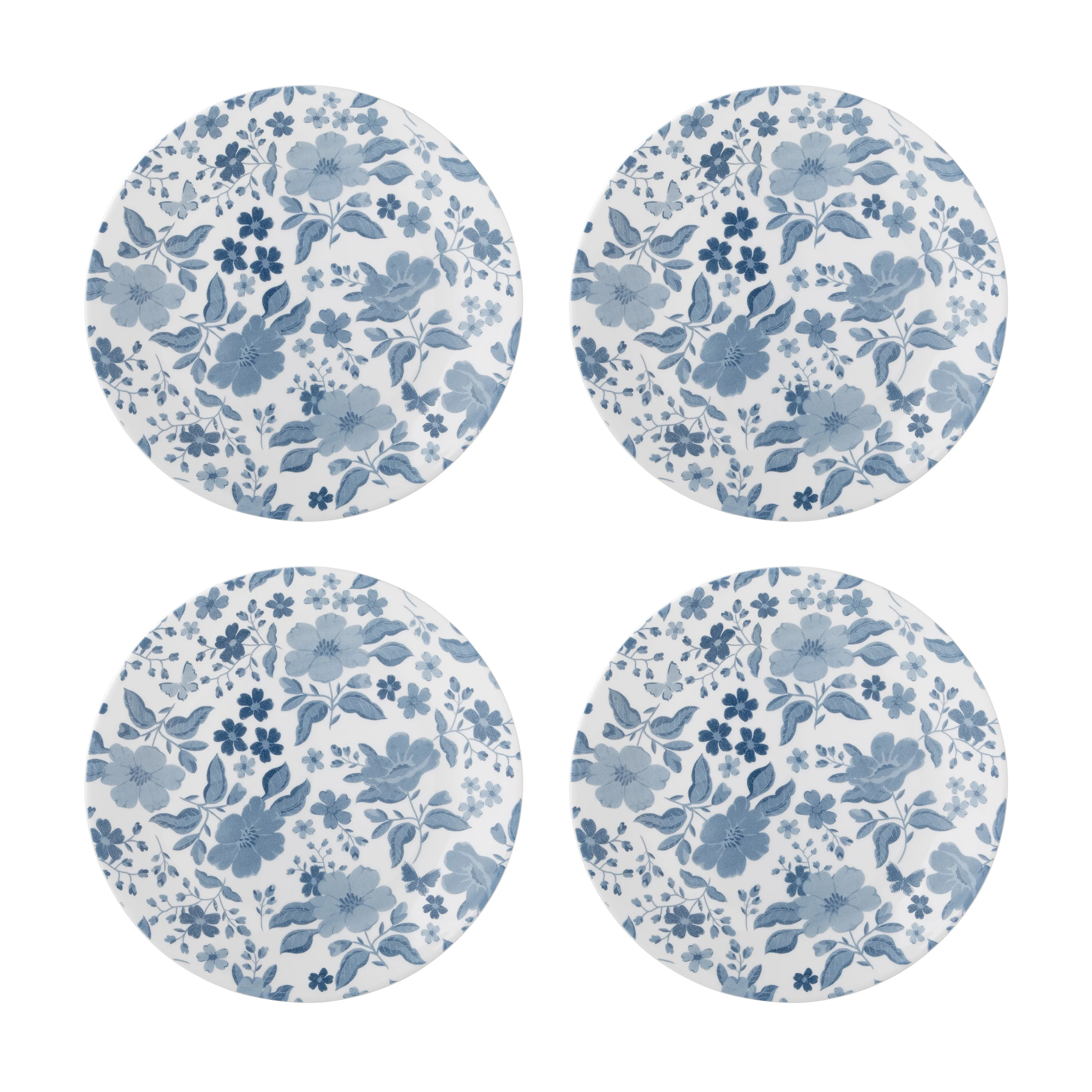 The Pioneer Woman by Corelle 4-Piece Salad Plate Set , Evie, Blue - Walmart.com | Walmart (US)